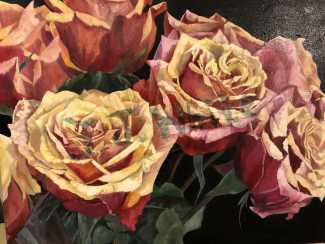 Roses painted in oil